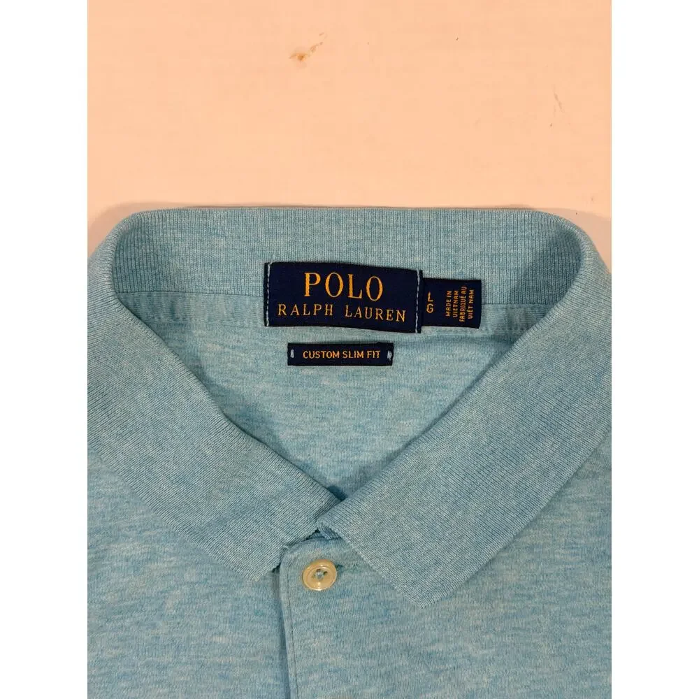 Polo Ralph Lauren Custom Slim Fit Blue Polo Shirt Mens Large Pony